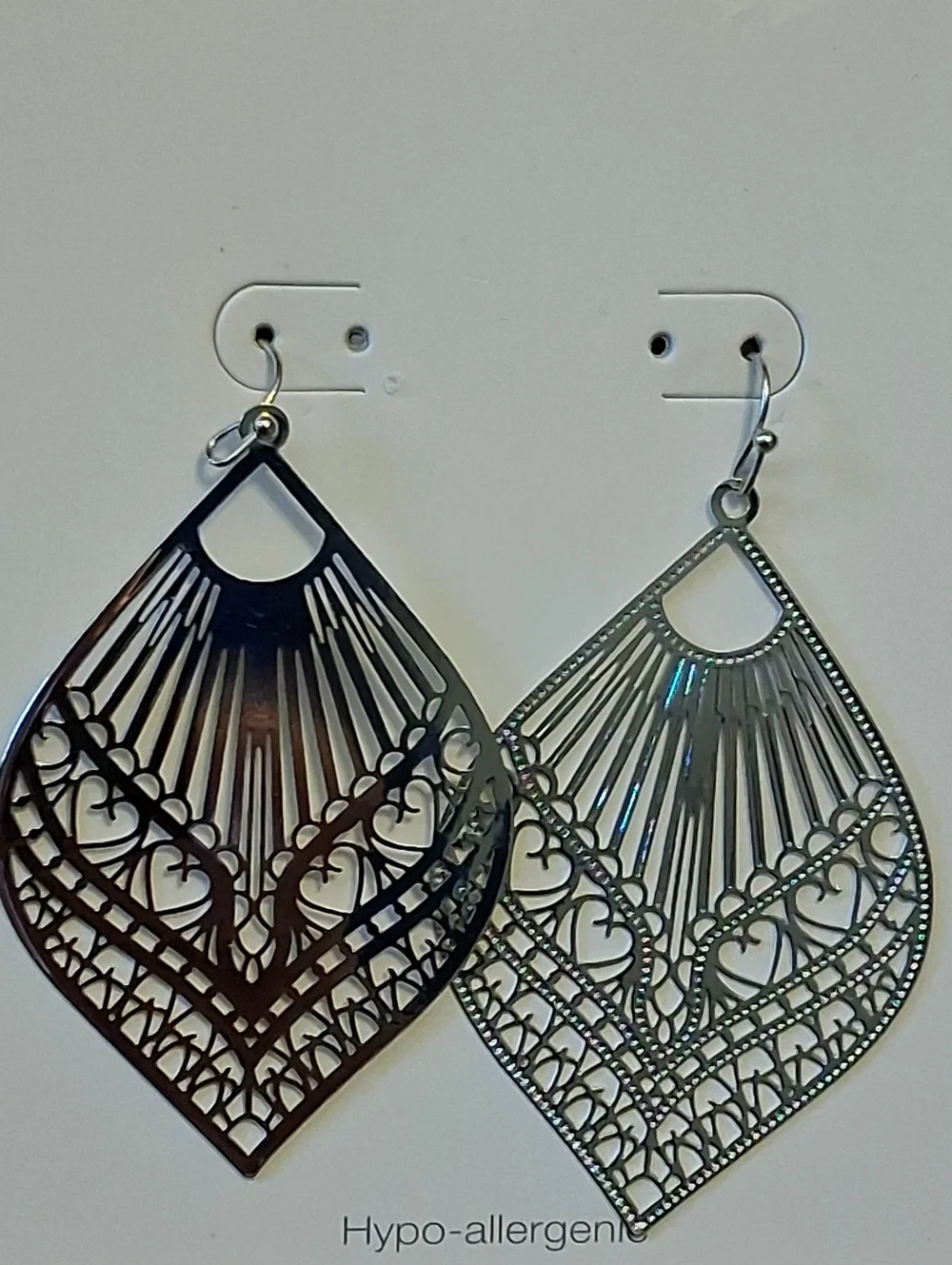Time And Tru Silvertone Filigree Teardrop Hypoallergenic Earrings